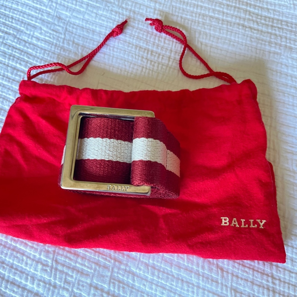 Bally Belt Canvas and Leather in Red/Cream Size 38/95